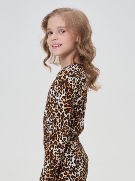 Фото5: картинка 314.70 Костюм из трикотажа Лапша (лонгслив, брюки), принт леопард Choupette - одевайте детей красиво!