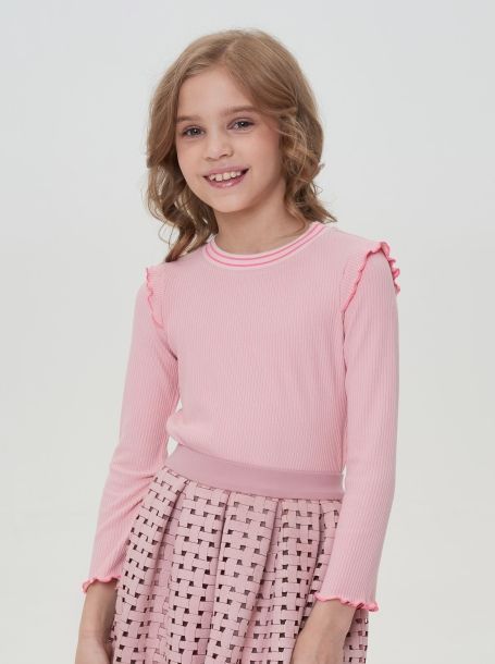 Фото5: картинка 54.114 Блуза из трикотажа Лапша, розовый Choupette - одевайте детей красиво!