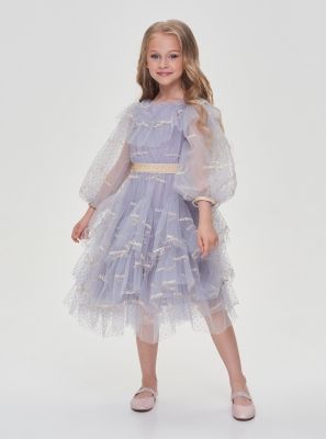 Фото1: картинка 38.108 Платье нарядное из кружевного полотна, голубой Choupette - одевайте детей красиво!