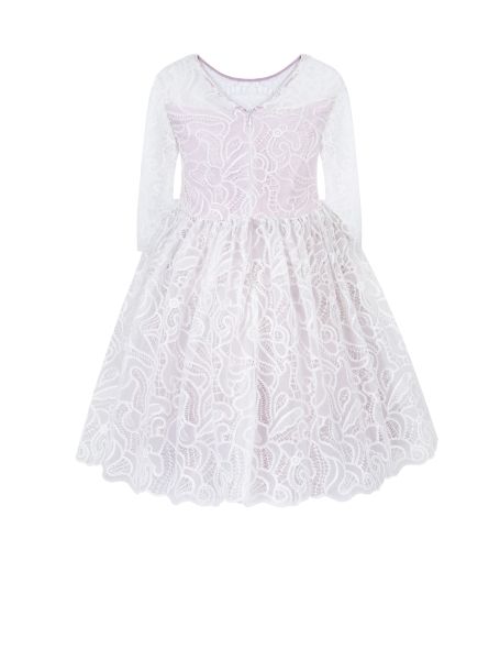 Фото2: Платье нарядное кружевное с декоративным поясом, экрю на розовом от Choupette 