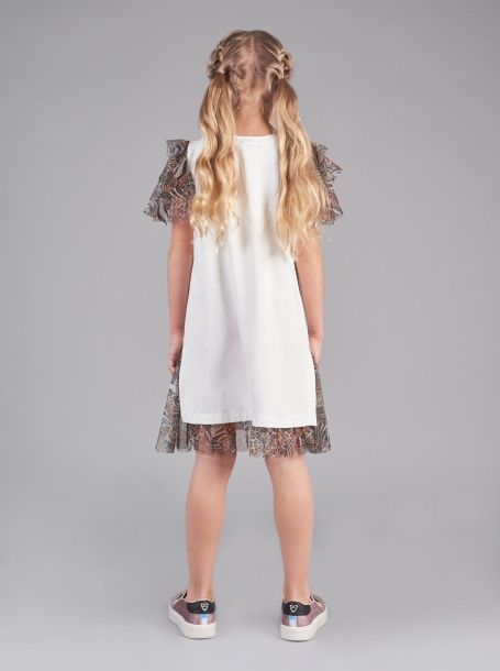 Фото2: Нарядное белое платье с принтом