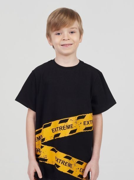 Фото1: Черная свободная футболка для мальчика
