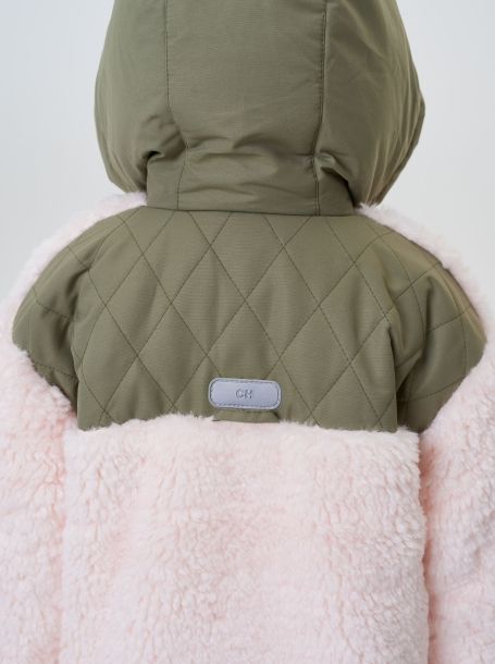 Фото11: картинка 742.20 Пальто из искусственного меха, розовый с отделкой хаки Choupette - одевайте детей красиво!