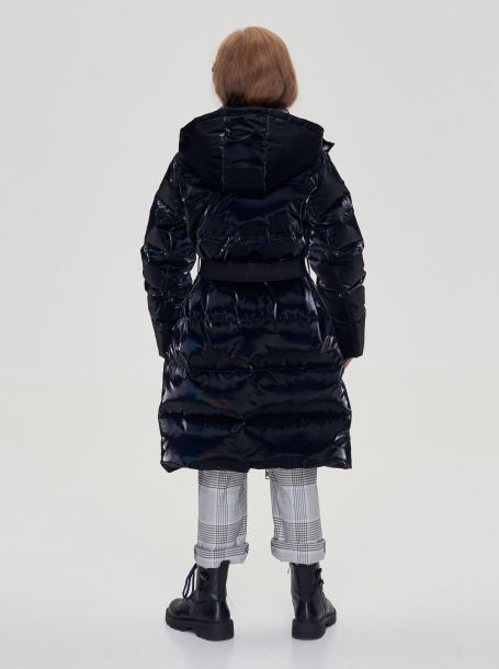 Фото7: картинка 695.20 Пальто пуховое удлиненное, черный винил Choupette - одевайте детей красиво!