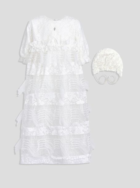 Фото1: Крестильное платье с капором для девочки