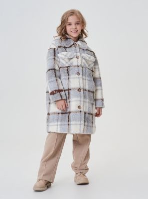 Фото1: картинка 749.20 Куртка из искусственной овчины с отделкой из экокожи,  клетка Choupette - одевайте детей красиво!