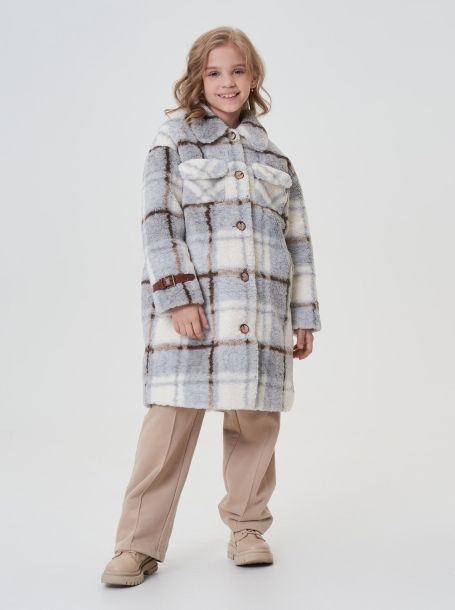Фото1: картинка 749.20 Куртка из искусственной овчины с отделкой из экокожи,  клетка Choupette - одевайте детей красиво!