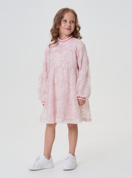 Фото4: картинка 49.114 Платье нарядное с обьемной вышивкой, белый с пудровым Choupette - одевайте детей красиво!