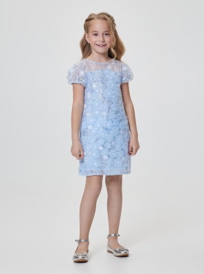 Фото1: картинка 1512.43 Платье нарядное Церемония, с объемными вышивками, голубой Choupette - одевайте детей красиво!