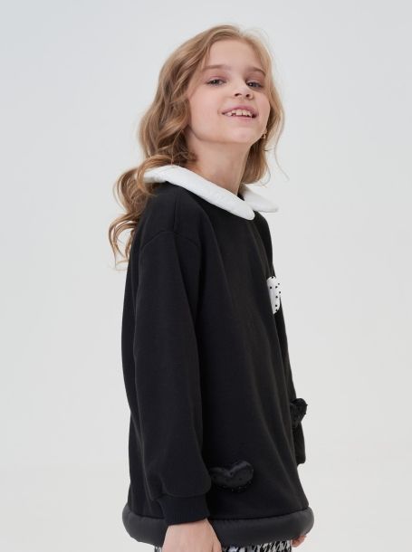 Фото4: картинка 71.116 Толстовка с объемным декором, черный Choupette - одевайте детей красиво!