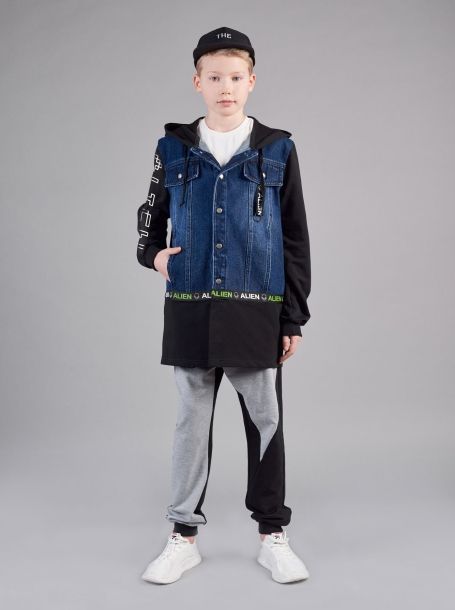 Фото1: Черная куртка парка для мальчика