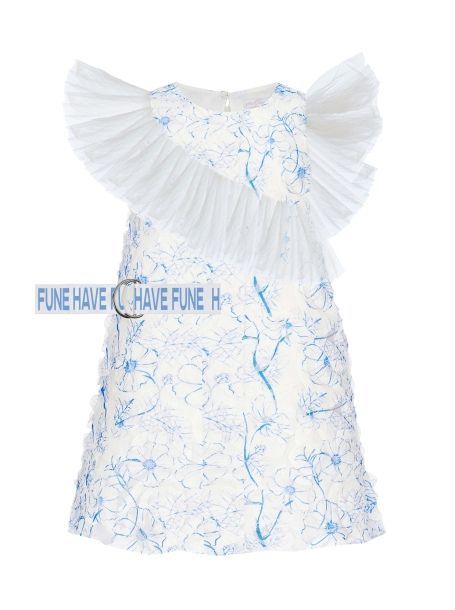 Фото1: Платье из кружева на сетке с воланом, сине-белое от Choupette 
