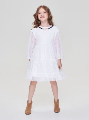 Фото1: картинка 06.108 Платье длинное многоярусное, сливочный Choupette - одевайте детей красиво!