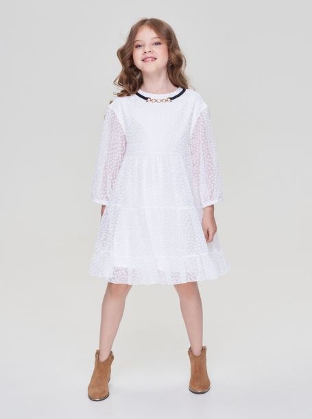 Фото1: картинка 06.108 Платье длинное многоярусное, сливочный Choupette - одевайте детей красиво!