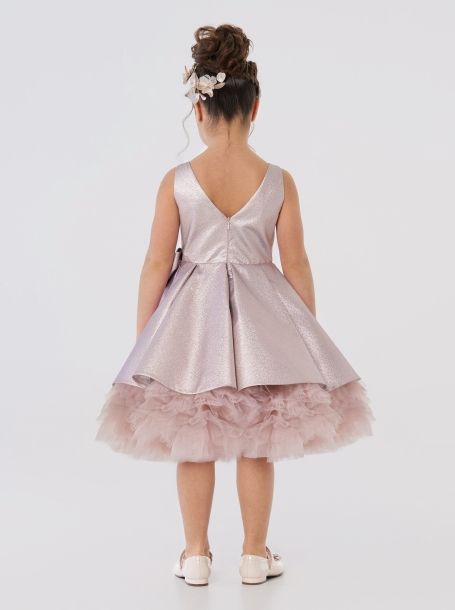 Фото4: картинка 1513.43 Платье нарядное Церемония из парчи с бантом, сияющий лиловый Choupette - одевайте детей красиво!