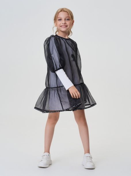 Фото3: картинка 20.116 Платье двойное с декором, экрю Choupette - одевайте детей красиво!
