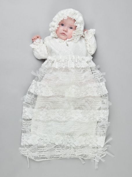 Фото3: Крестильное платье с капором для девочки
