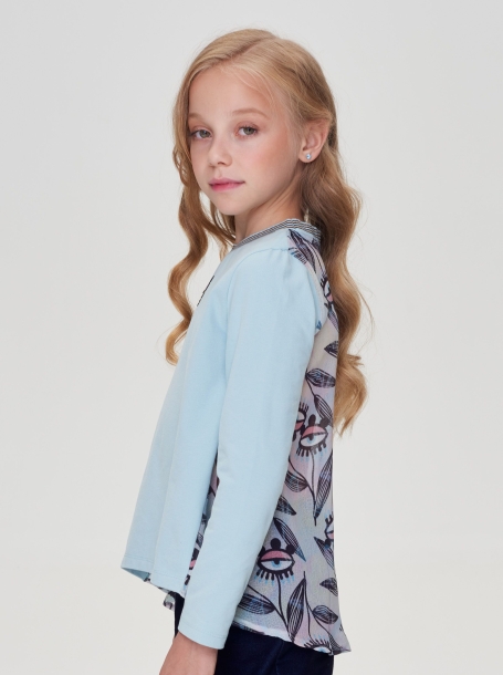Фото2: картинка 89.106 Блузка комбинированная,трикотаж с шифоном Choupette - одевайте детей красиво!
