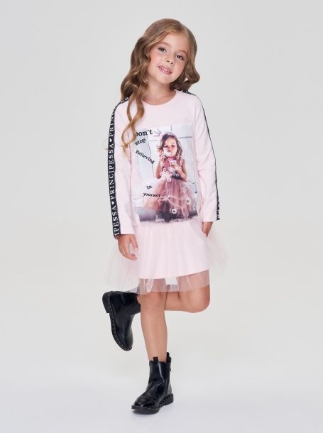 Фото7: картинка 67.108 Платье с принтом, принцесса, розовое Choupette - одевайте детей красиво!