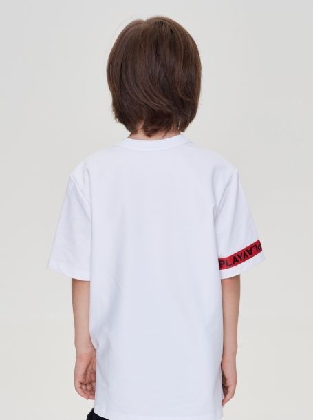 Фото6: картинка 13.109 Джемпер-футболка из футера с принтом, экрю Choupette - одевайте детей красиво!