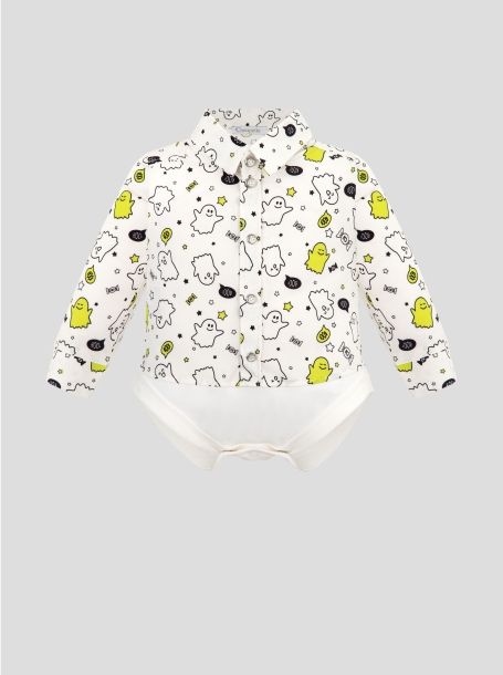 Фото1: картинка 53.119 Рубашка-боди комбинированная, фирменный принт Choupette - одевайте детей красиво!