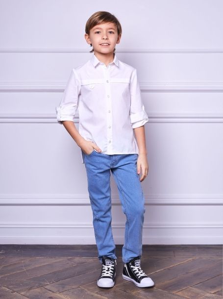 Фото2: Белая стильная рубашка для мальчика