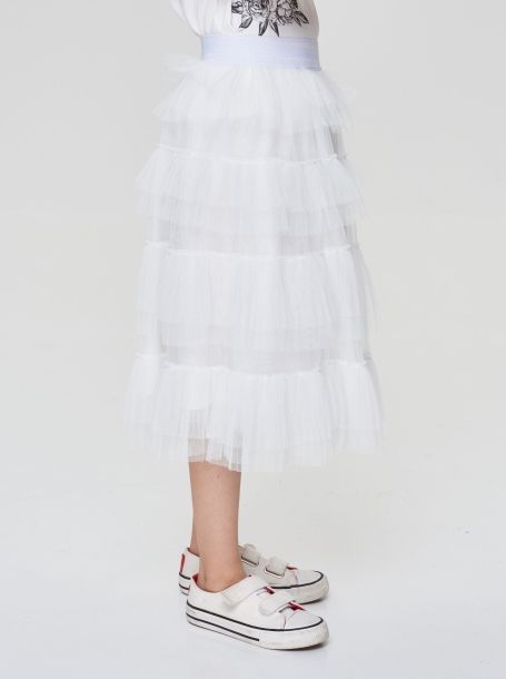 Фото2: Белая юбка плиссе с ярусами
