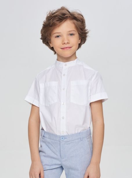 Фото1: Рубашка с коротким рукавом и воротником стойка