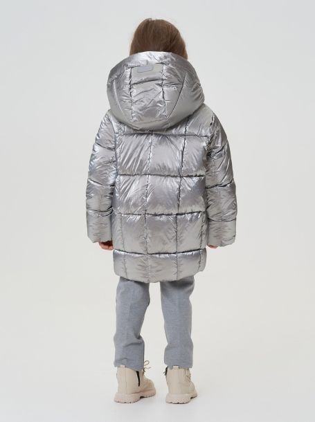 Фото4: картинка 664.6.20 Куртка  объемная с капюшоном (синтепух), серебро антик Choupette - одевайте детей красиво!