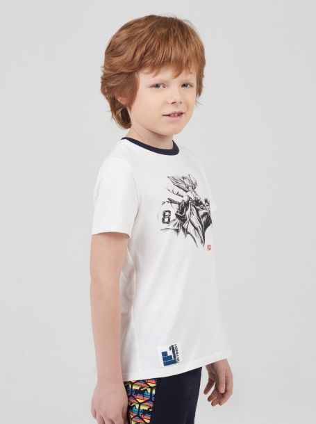 Фото2: Белая футболка с принтом для мальчика