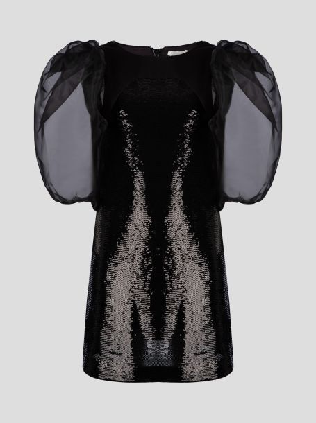 Фото2: картинка 72.116 Платье с пайетками и декором из органзы, черный Choupette - одевайте детей красиво!