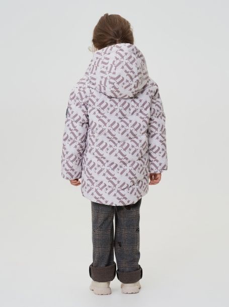 Фото5: картинка 753.20 Куртка пуховая, фирменный принт на бежевом Choupette - одевайте детей красиво!