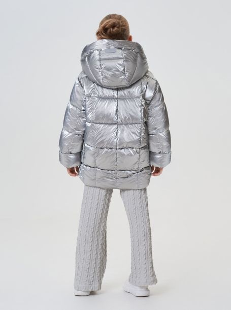 Фото8: картинка 664.5.20 Куртка  объемная с капюшоном (синтепух), серебро антик Choupette - одевайте детей красиво!