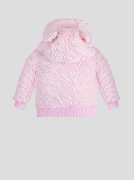 Фото2: картинка 89.118 Бомбер меховой с капюшоном, розовый Choupette - одевайте детей красиво!