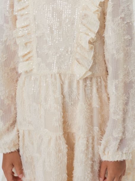 Фото9: картинка 18.114 Платье из фактурного шифона с пайетками, экрю Choupette - одевайте детей красиво!