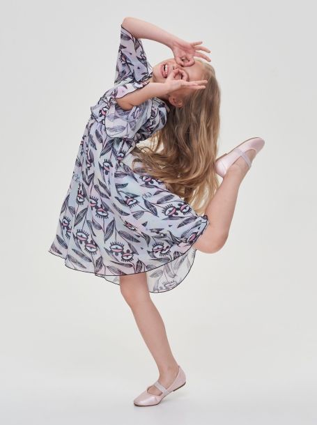 Фото3: картинка 58.106 Платье нарядное из шифона, фирменный принт Choupette - одевайте детей красиво!