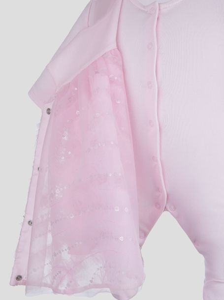 Фото4: картинка 1609.43 Комплект нарядный Церемония (комбинезон-платье, чепчик) с декором, розовый Choupette - одевайте детей красиво!