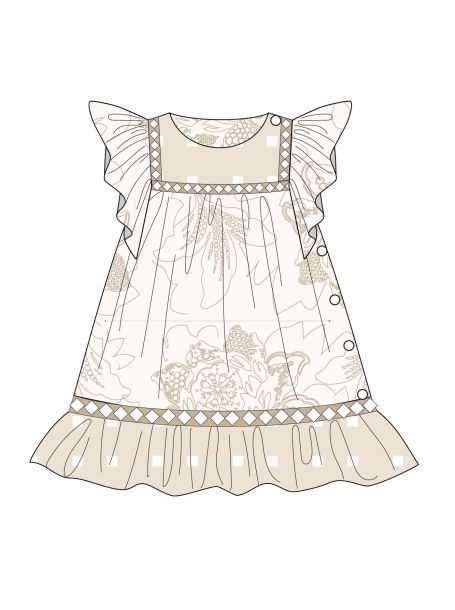 Фото1: картинка 57.112 Платье с рукавами крылышки, бежевый Choupette - одевайте детей красиво!