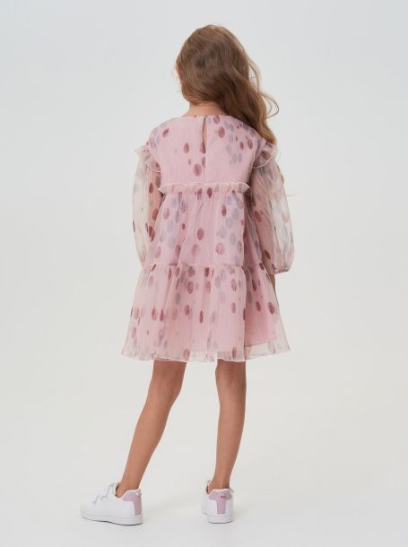 Фото3: картинка 38.114 Платье из жатой органзы, принт на бежевом Choupette - одевайте детей красиво!