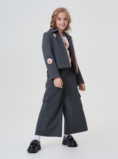 Фото12: картинка 69.116 Куртка-жакет из джерси с декором, черный/серый Choupette - одевайте детей красиво!