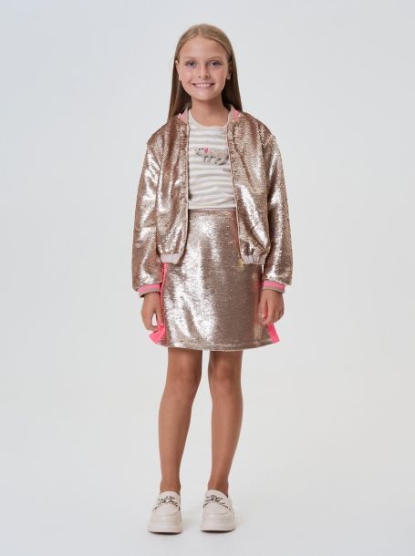 Фото6: картинка 116.114 Куртка-Бомбер с пайетками песочное золото Choupette - одевайте детей красиво!