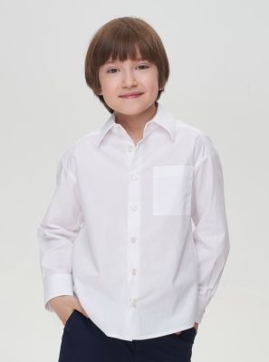 Фото1: картинка 575.31 Сорочка оверсайз с длинным рукавом, белый Choupette - одевайте детей красиво!