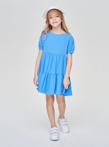 Фото3: Голубое многоярусное платье для девочки