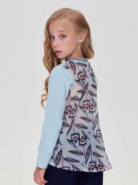 Фото3: картинка 89.106 Блузка комбинированная,трикотаж с шифоном Choupette - одевайте детей красиво!
