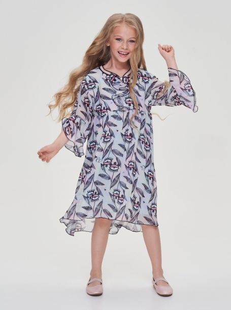 Фото2: картинка 58.106 Платье нарядное из шифона, фирменный принт Choupette - одевайте детей красиво!