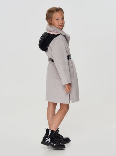 Фото2: Пушистое серое пальто для девочки