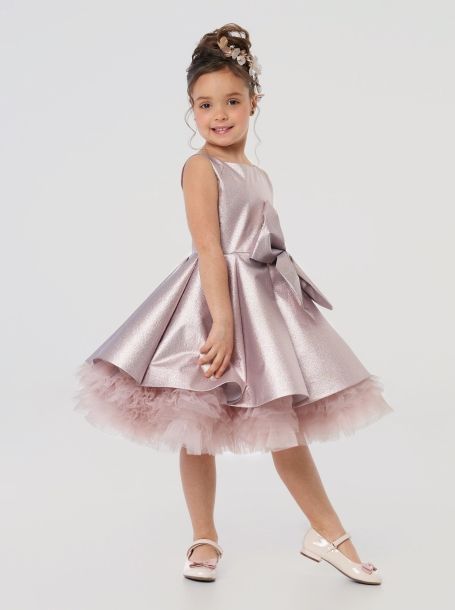 Фото5: картинка 1513.43 Платье нарядное Церемония из парчи с бантом, сияющий лиловый Choupette - одевайте детей красиво!