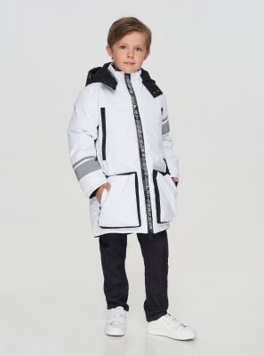 Фото1: Белая куртка на синтепухе для мальчика