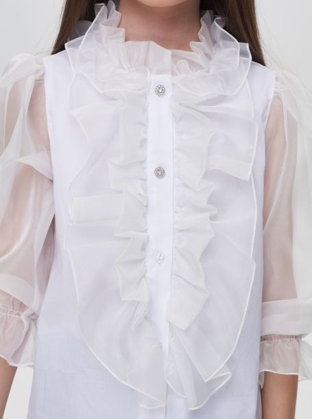 Фото4: картинка 591.31 Блузка из хлопка с рюшами, белый Choupette - одевайте детей красиво!