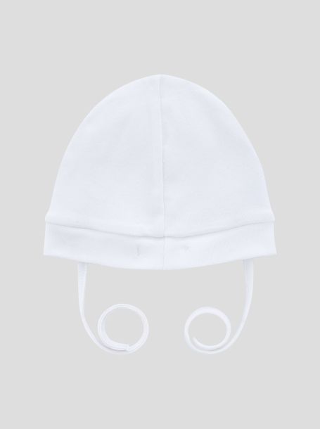 Фото2: Белая трикотажная шапка с принтом